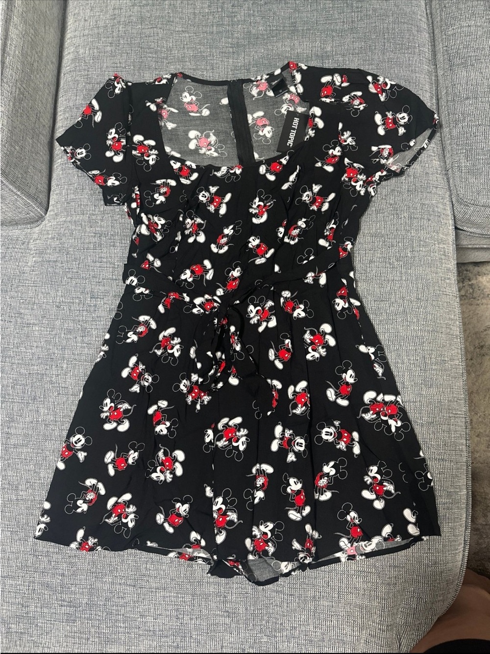 Disney Black Romper with Red & White Mickey Print